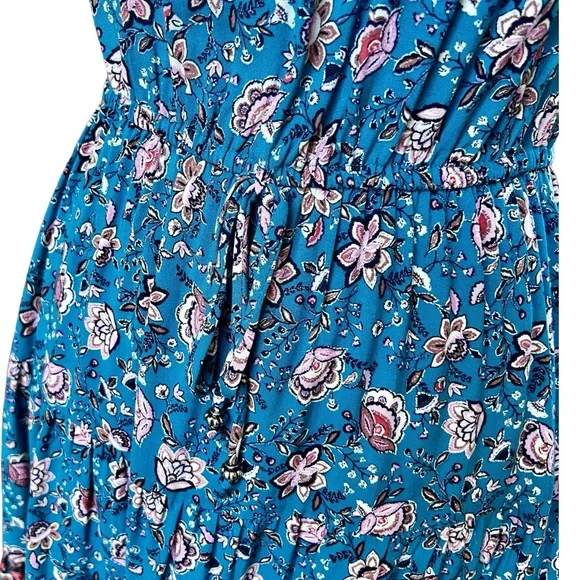 BeBop Like-new Blue Floral SunDress Elastic Ruffle Off Shoulder Mini Size M - Picture 4 of 11